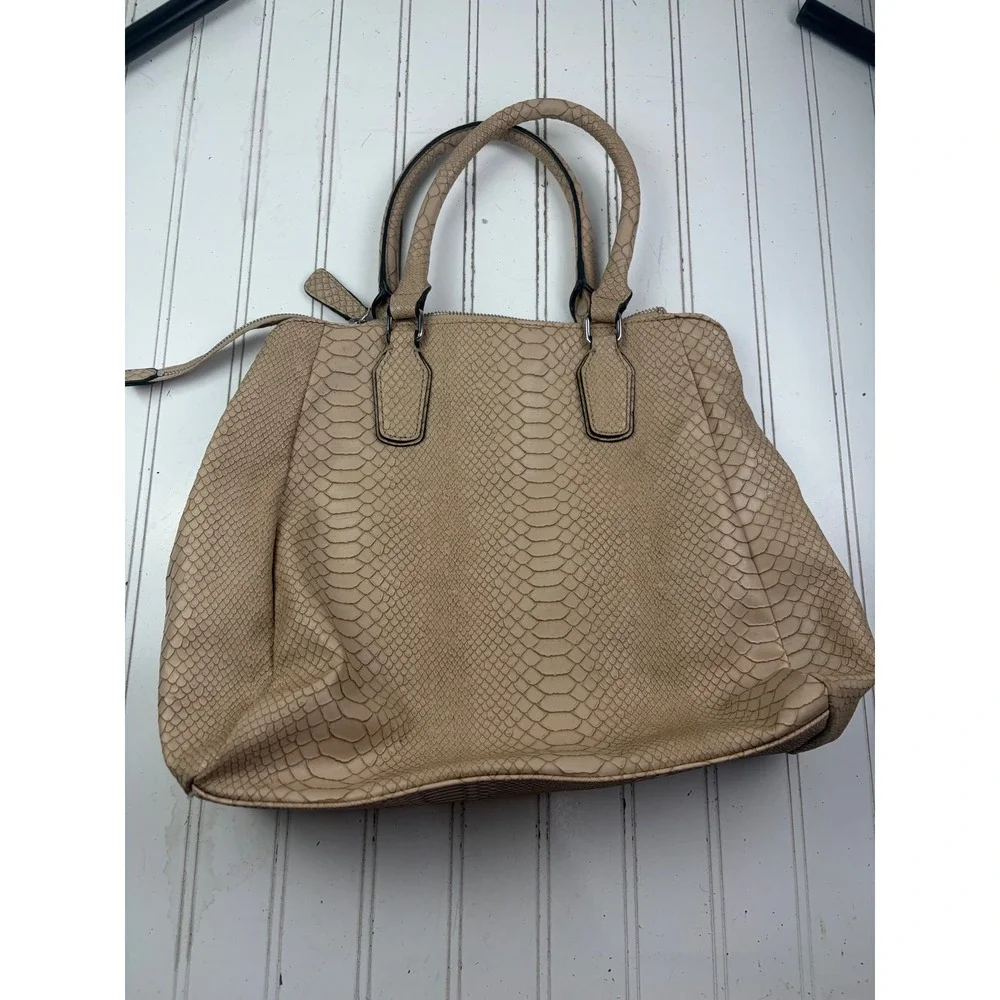 Guess Vintage Y2K Beige Snakeskin Embossed Satchel Shoulder Bag Purse